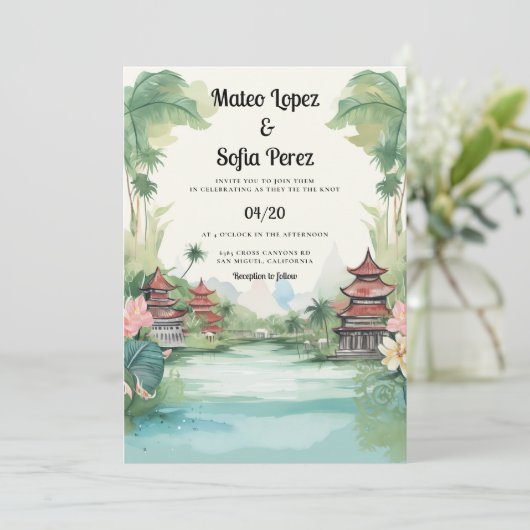 Bali Indonesië Uitzicht Bestemming Bruiloft Kaart (Staand voorkant)