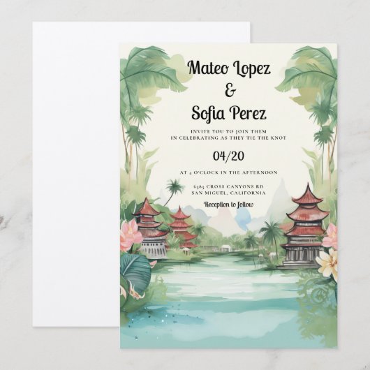 Bali Indonesië Uitzicht Bestemming Bruiloft Kaart (Voorkant / Achterkant)