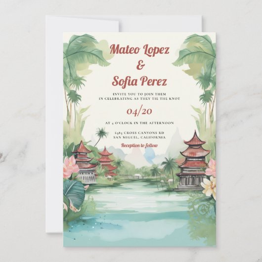 Bali Indonesië Uitzicht Bestemming Bruiloft Kaart (Voorkant)