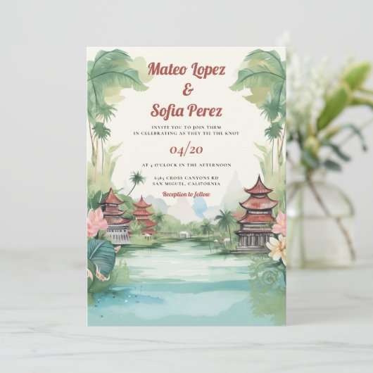 Bali Indonesië Uitzicht Bestemming Bruiloft Kaart (Staand voorkant)