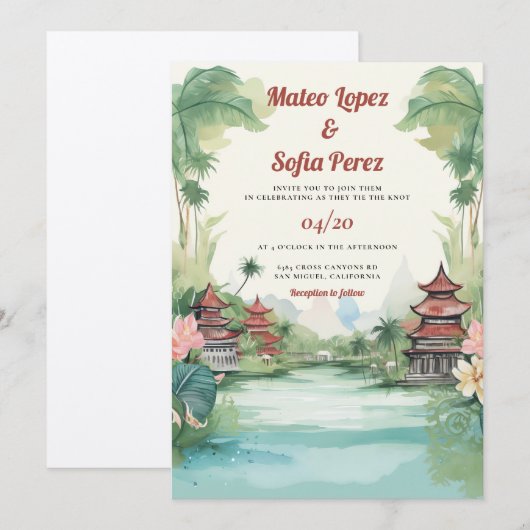 Bali Indonesië Uitzicht Bestemming Bruiloft Kaart (Voorkant / Achterkant)