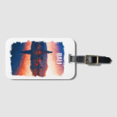 Bali Indonesië Ulun Danu Beratan Waterverf Bagagelabel (Voorkant (horizontaal))