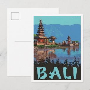 Bali Indonesië Vintage Kunst Reizen Briefkaart