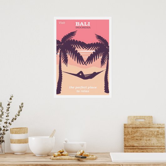 Bali Indonesië vintage poster (Keuken)