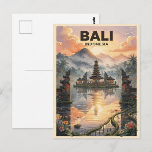 Bali Indonesië Vintage Reis Briefkaart
