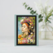 Bali Indonesië Vrouw Bloemen Reizen Briefkaart (Staand voorkant)