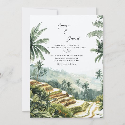 Bali Landschap Bestemming Bruiloft Kaart (Voorkant)