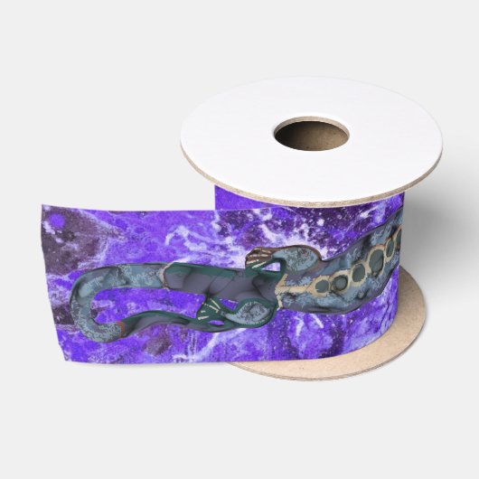 BALI LIZARD Design Blue + jouw ideeën Satijnen Lint (Spoel)