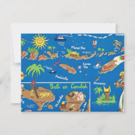 Bali Lombok Kleurrijke Ansichtkaart Briefkaart