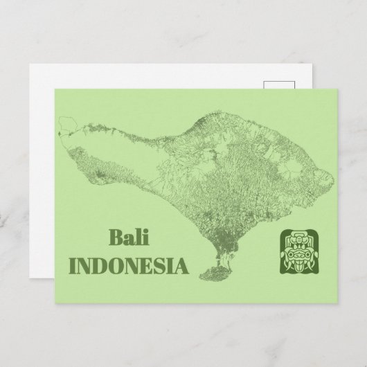 Bali Map Briefkaart (Voorkant / Achterkant)