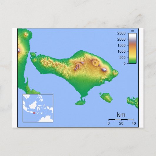Bali Map Briefkaart (Voorkant)