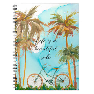 Bali Palm-bomen, hemel en fiets Spiral-foto Notitieboek