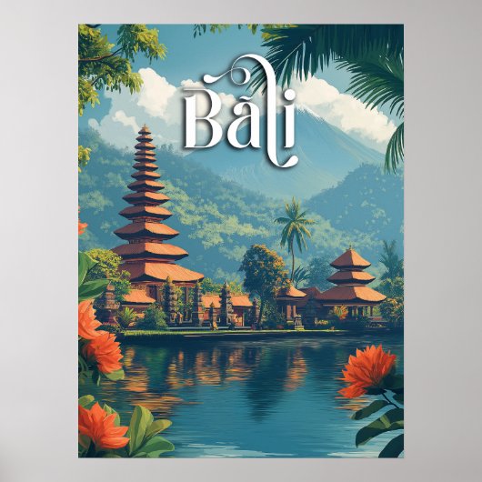 Bali Paradise: majestueuze berg Meru Poster (Voorkant)