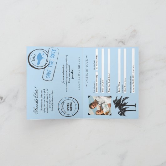 Bali Passport Wedding Save the Date Aankondiging (Binnen)