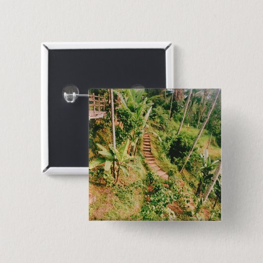 Bali regenwoud trap vierkante button 5,1 cm (Voorkant /achterkant)
