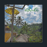 Bali Rice Fields Magneet<br><div class="desc">Bali magneet shows  rijstvelden in terrassen met palmbomen. Deze Balinese achtergrond diende als de setting in een beroemde film over de reis van een vrouw met eten en bidden en liefhebben.</div>