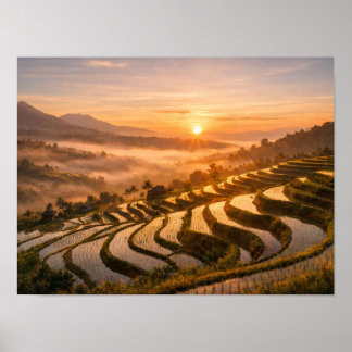 Bali Rice Terraces Sunrise Landscape Photo Poster