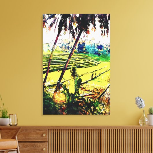 Bali schilderij muurkunst - balinese rijstterrasse canvas afdruk (Insitu (Woonkamer))