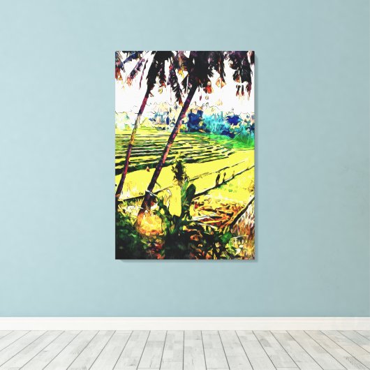 Bali schilderij muurkunst - balinese rijstterrasse canvas afdruk (Insitu (Houten vloer))