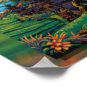 Bali Serenity: Zonsondergang bij de Tempel Poster (Hoek)