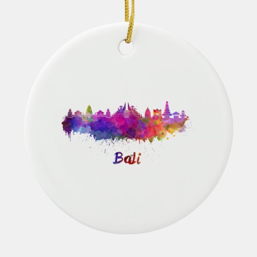 Bali skyline in watercolor keramisch ornament (Voorkant)