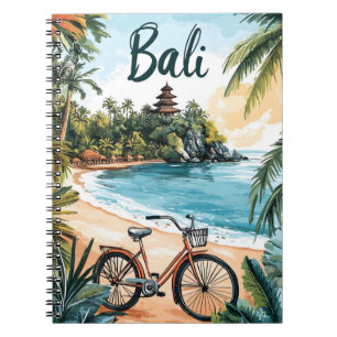 Bali-strand met fiets - Tropisch reizen Notitieboek