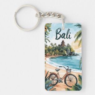 Bali-strand met fiets - Tropische reis Sleutelhanger