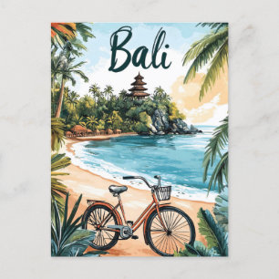 Bali strand met fiets - Tropische reizen Feestdagenkaart