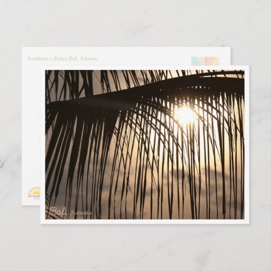 Bali Sunset Palm Leaf – Travel Postcard Briefkaart (Voorkant / Achterkant)