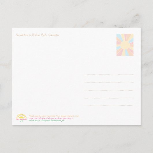Bali Sunset Palm Leaf – Travel Postcard Briefkaart (Achterkant)