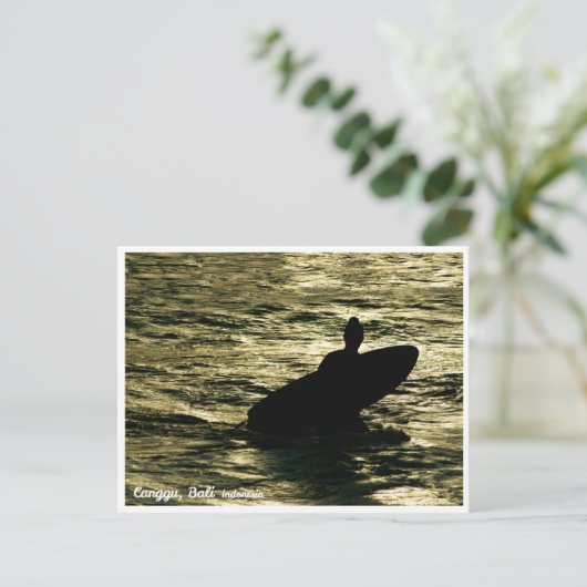 Bali Sunset Surfing – Art Postcard Briefkaart (Staand voorkant)