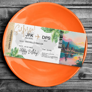 Bali Surprise Birthday Boarding Pass-ticket Kaart
