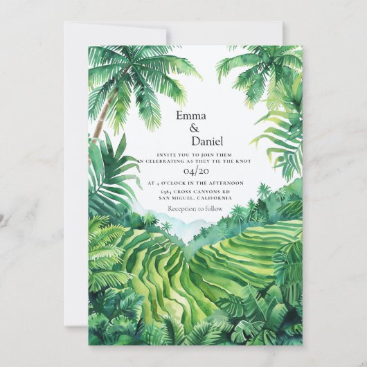 Bali Tegalalang Landschap Bestemming Bruiloft Kaart (Voorkant)