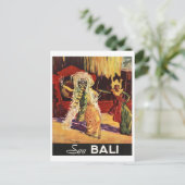 Bali, traditioneel masker, dans, vintage-reizen briefkaart (Staand voorkant)