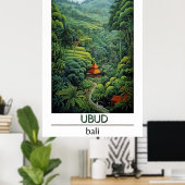 Bali Travel Poster, Ubud Travel Poster (Thuiskantoor)