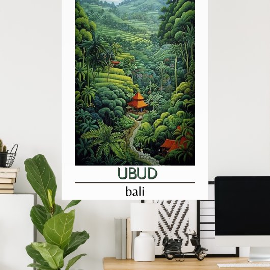 Bali Travel Poster, Ubud Travel Poster (Thuiskantoor)