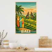 Bali Tropisch Retro Reizen Poster (Keuken)