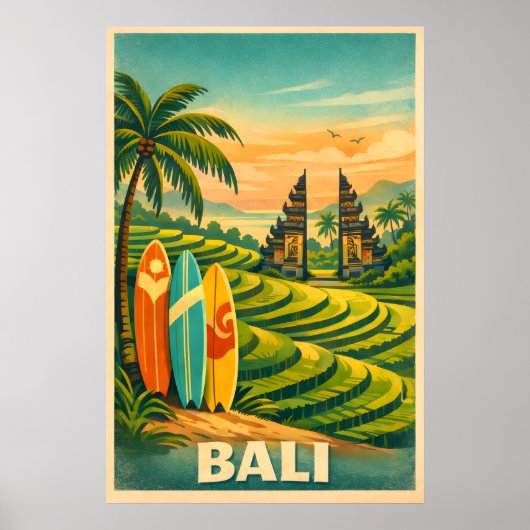 Bali Tropisch Retro Reizen Poster (Voorkant)