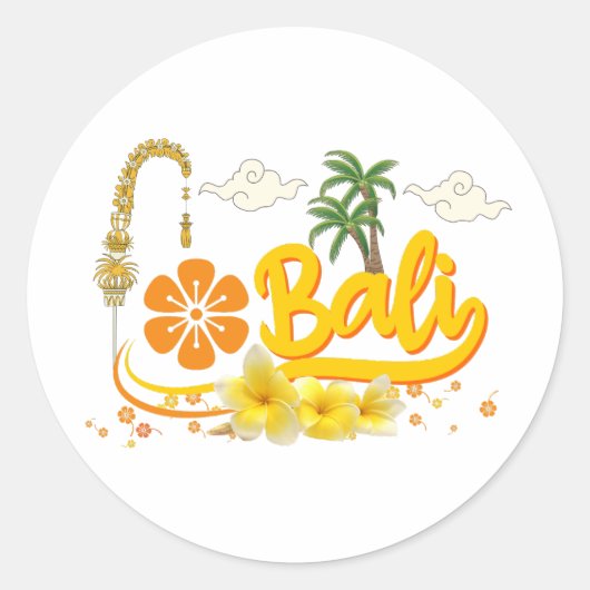 Bali Vakantie Tropische Eiland Strand Matching Ronde Sticker (Voorkant)