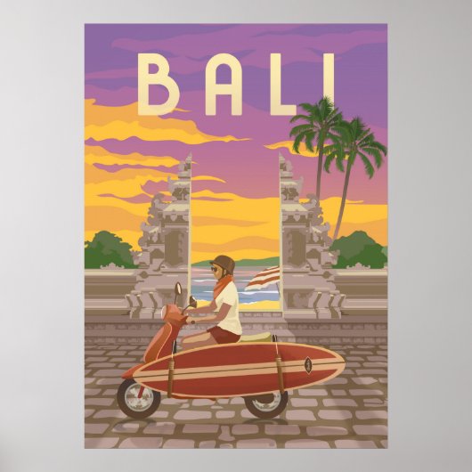 Bali Vintage Travel Poster (Voorkant)