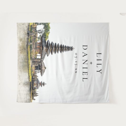 Bali Wedding Photo Backdrop Wandkleed (Voorkant (horizontaal))