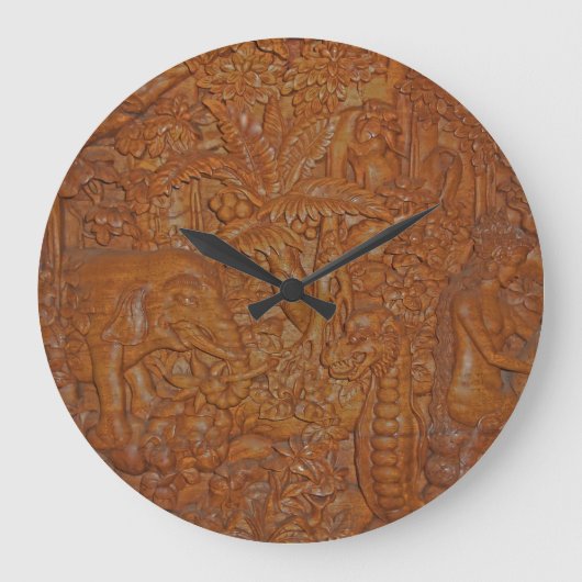 Bali Wood Carving Wall klok (Voorkant)