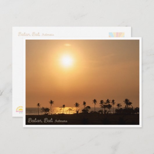 Balian Palm Beach Sunset Postcard Feestdagenkaart (Voorkant / Achterkant)