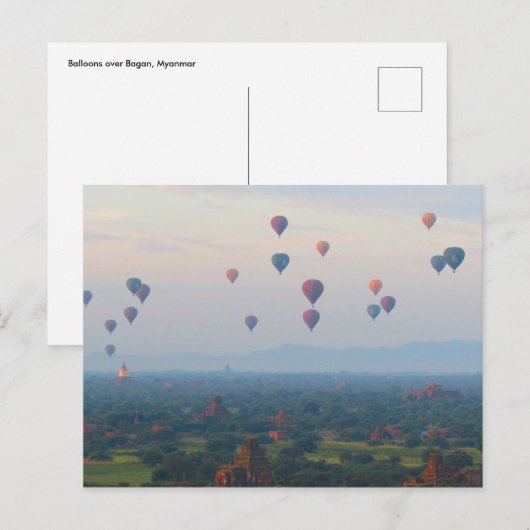 Balies over Bagan, Myanmar Briefkaart (Voorkant / Achterkant)