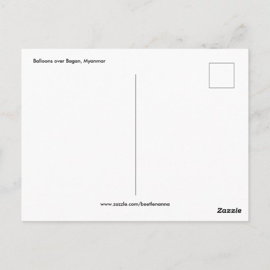 Balies over Bagan, Myanmar Briefkaart (Achterkant)