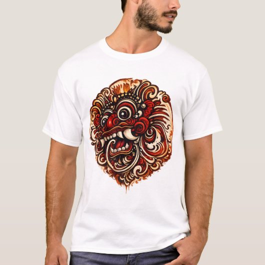 Balinese Barong Illustratie T-Shirt (Voorkant)