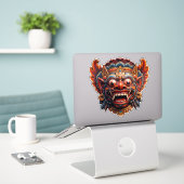 Balinese Barong Spirit Sticker - Natuurlijk (Laptop op bureau)