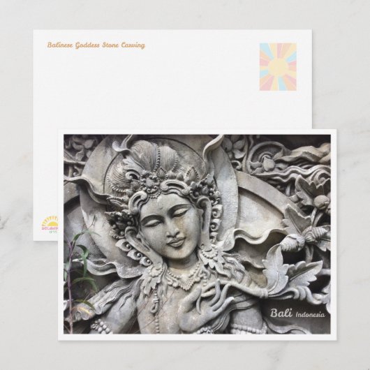 Balinese Goddess Stone Art Travel Postcard Feestdagenkaart (Voorkant / Achterkant)