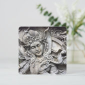 Balinese Goddess Stone Carving Card Feestdagenkaart (Staand voorkant)