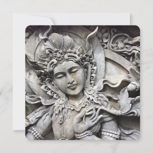 Balinese Goddess Stone Carving Card Feestdagenkaart (Voorkant)